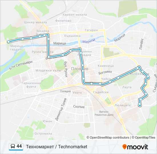 Автобус 44: карта маршрута