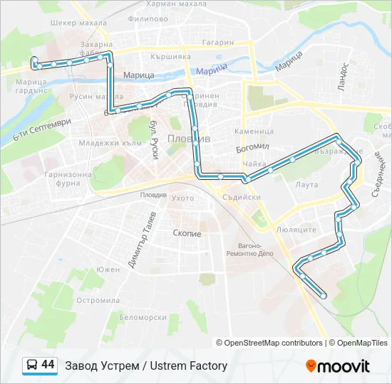 Автобус 44: карта маршрута