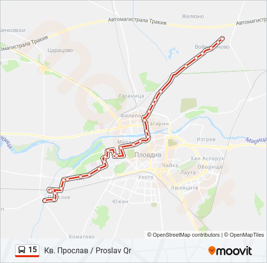 15 автобус Карта на Линията