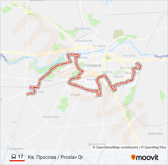 17 автобус Карта на Линията