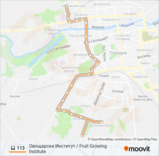 113 автобус Карта на Линията