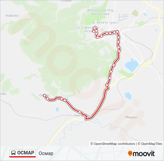 ОСМАР автобус Карта на Линията