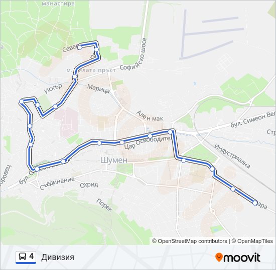 Автобус 4: карта маршрута