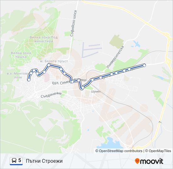 5 автобус Карта на Линията