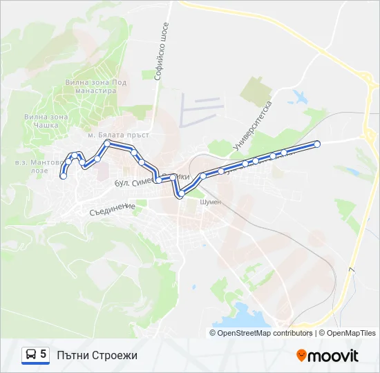 Автобус 5: карта маршрута
