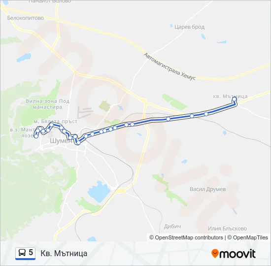 Автобус 5: карта маршрута