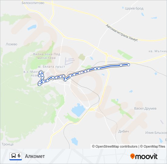 6 автобус Карта на Линията