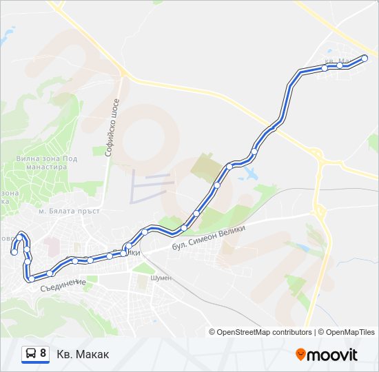 Автобус 8: карта маршрута