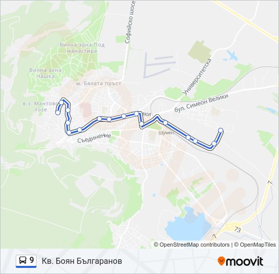 9 автобус Карта на Линията