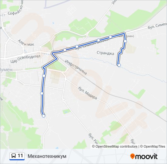 Автобус 11: карта маршрута