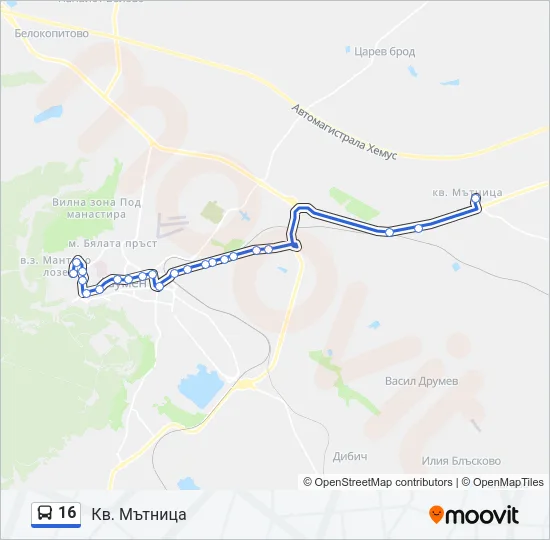 Автобус 16: карта маршрута