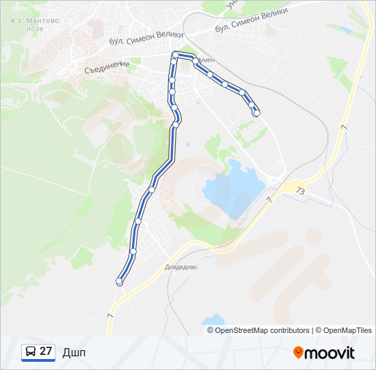 27 автобус Карта на Линията