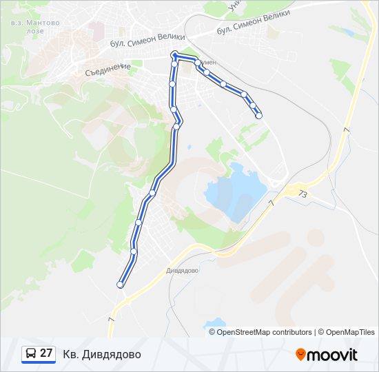 27 автобус Карта на Линията