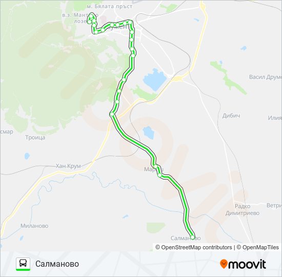САЛМАНОВО автобус Карта на Линията
