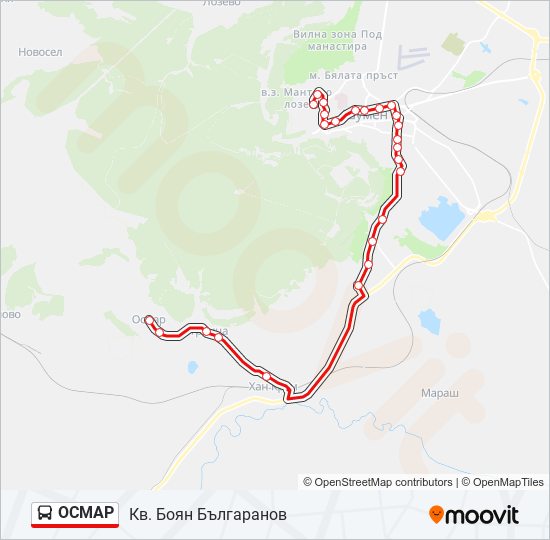 Автобус ОСМАР: карта маршрута