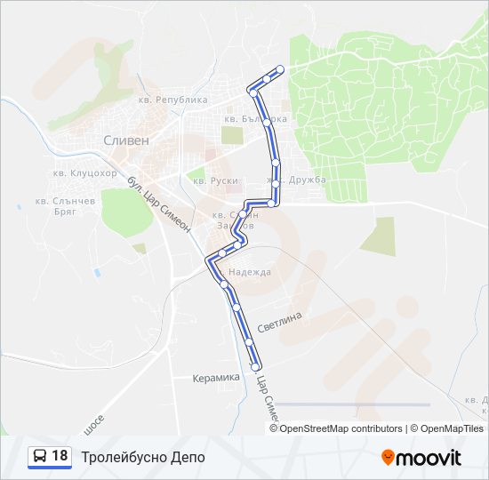 18 автобус Карта на Линията
