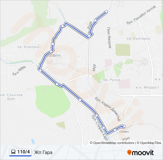 110/4 автобус Карта на Линията