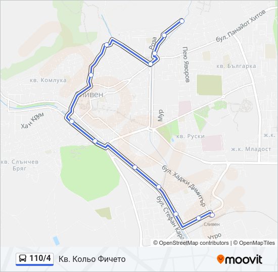 110/4 автобус Карта на Линията