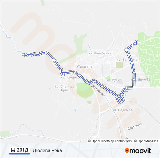 201Д автобус Карта на Линията