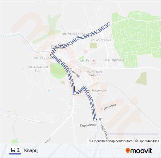2 автобус Карта на Линията