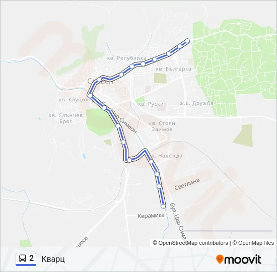 2 автобус Карта на Линията