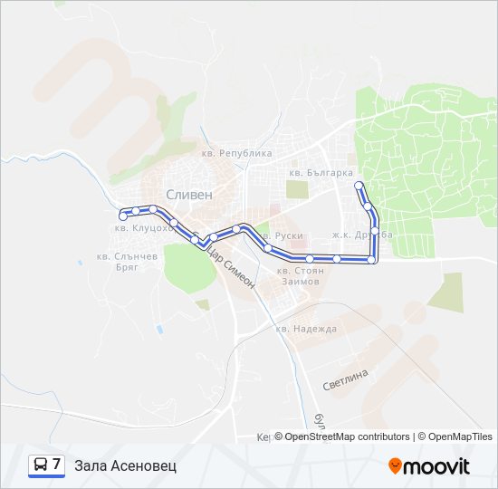 7 автобус Карта на Линията