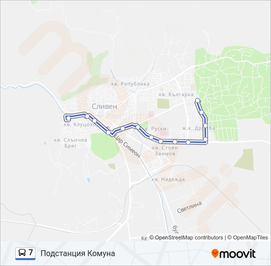 7 автобус Карта на Линията