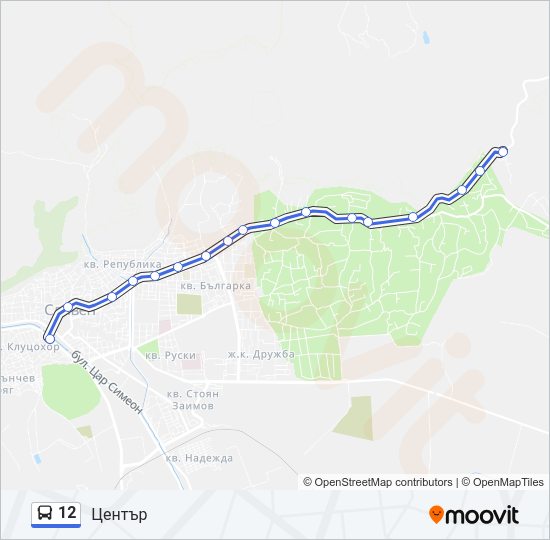12 автобус Карта на Линията