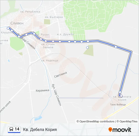 Автобус 14: карта маршрута