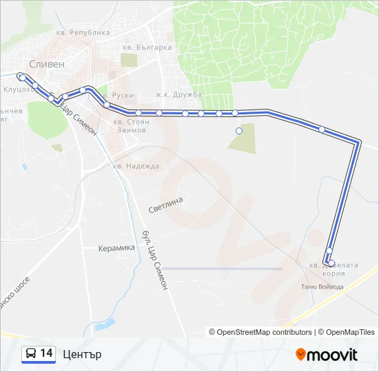 Автобус 14: карта маршрута