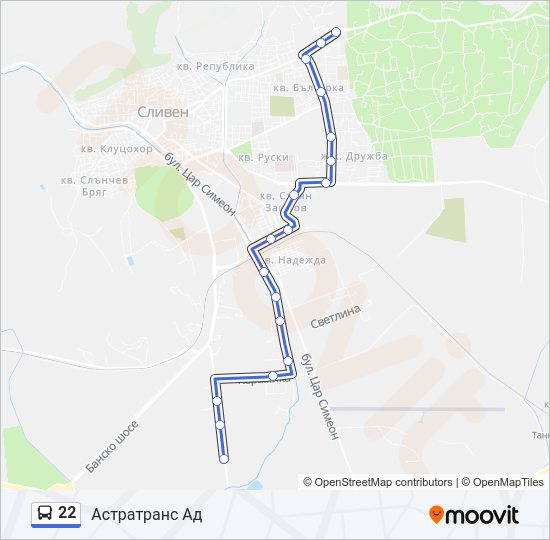 Автобус 22: карта маршрута