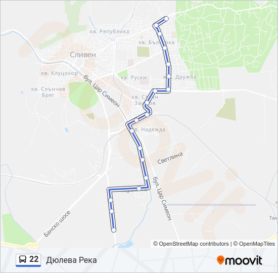 22 автобус Карта на Линията