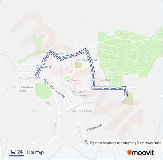 24 автобус Карта на Линията