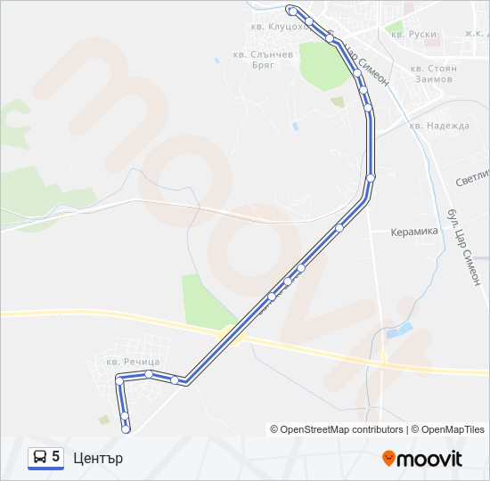 5 автобус Карта на Линията