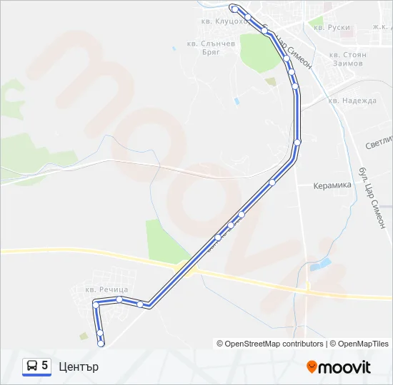 5 автобус Карта на Линията
