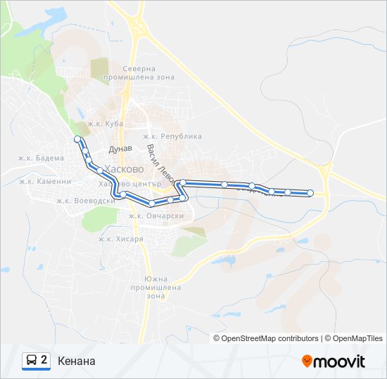 2 автобус Карта на Линията