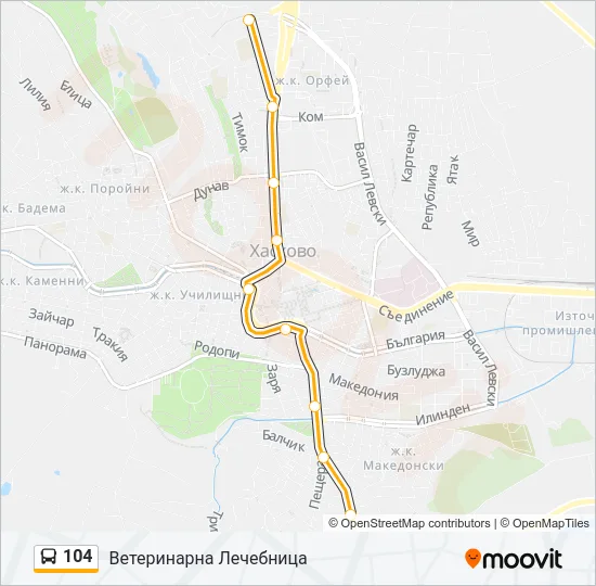 Автобус 104: карта маршрута