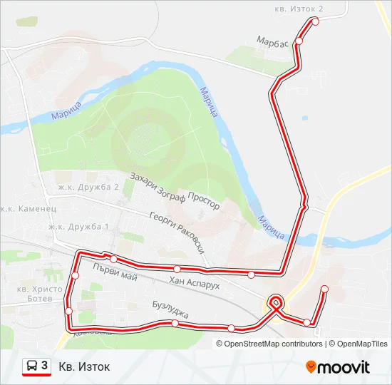 Автобус 3: карта маршрута