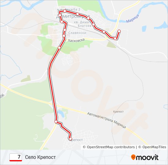 7 автобус Карта на Линията