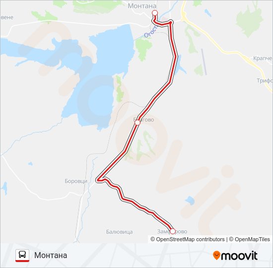 ЗАМФИРОВО автобус Карта на Линията
