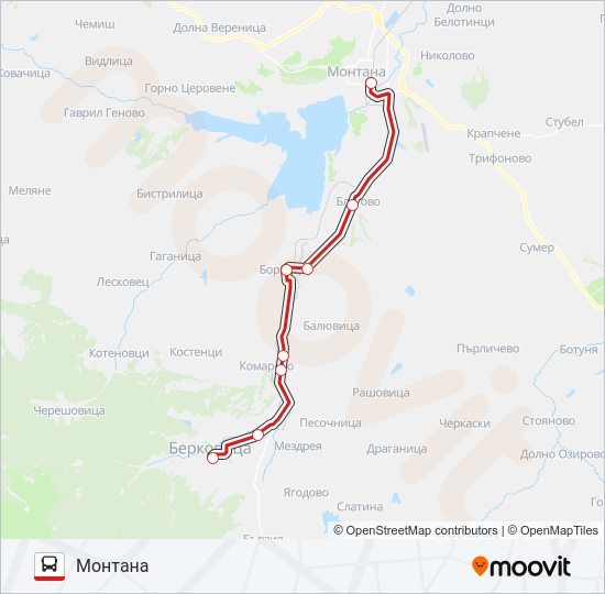 БЕРКОВИЦА Bus Line Map