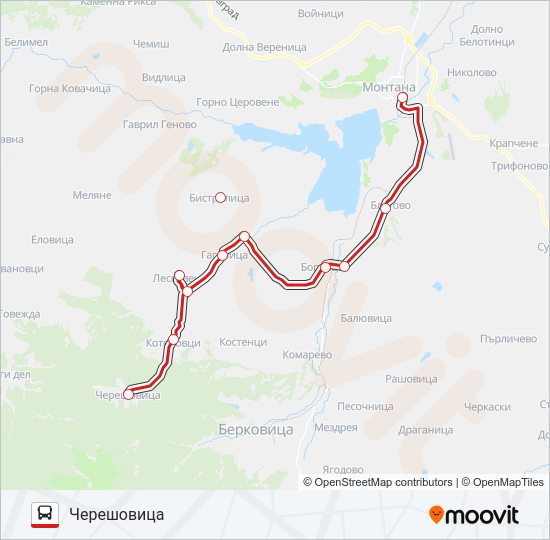 ЧЕРЕШОВИЦА Bus Line Map
