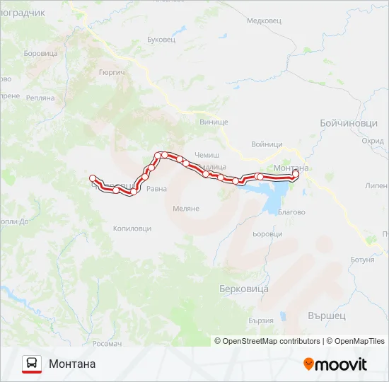 МАРТИНОВО автобус Карта на Линията