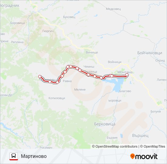 Автобус МАРТИНОВО: карта маршрута