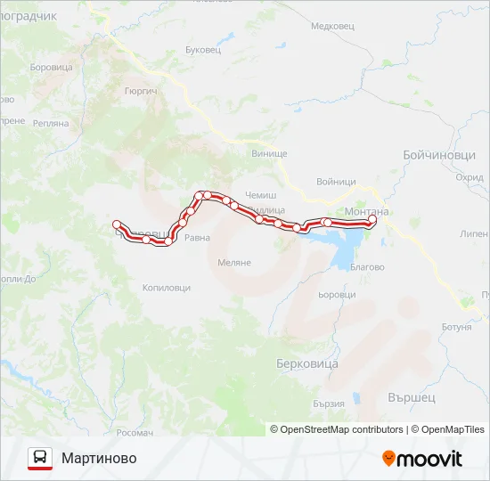 Автобус МАРТИНОВО: карта маршрута