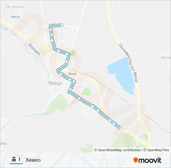 1 тролейбус Карта на Линията