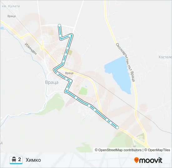 2 тролейбус Карта на Линията
