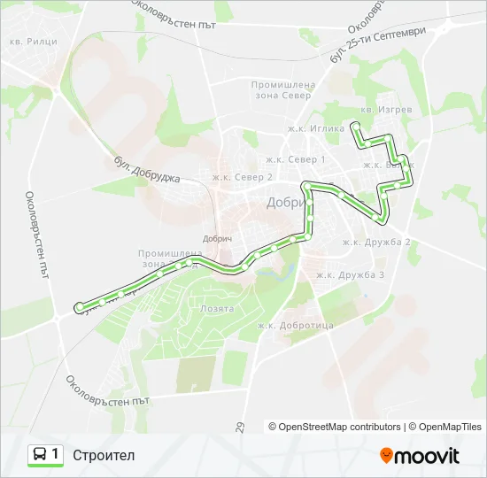 Автобус 1: карта маршрута