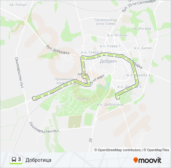 3 автобус Карта на Линията