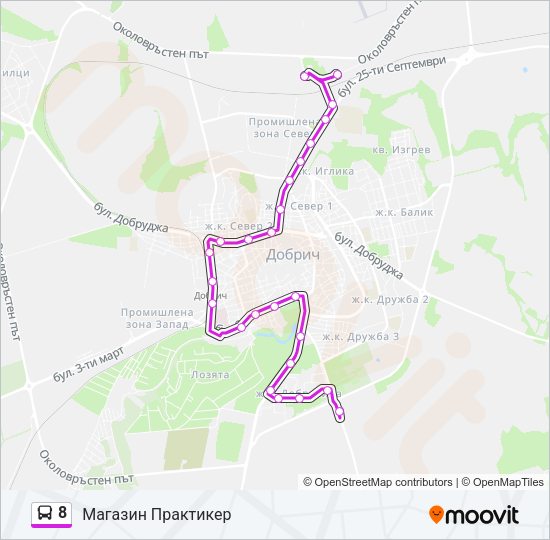 Автобус 8: карта маршрута